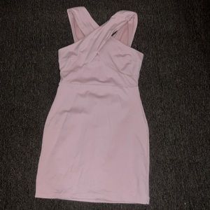 Pink cross over business casual dress